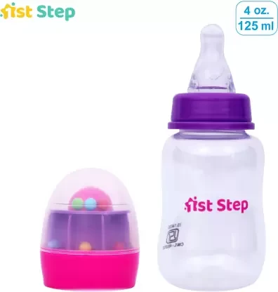 1st Step 125 Ml Feeding Bottle With Rattle Hood-Pink